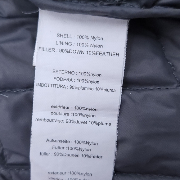 Bomboogie Pure Down Nylon Puffer Lightweight Jacket Full Zip Quilted Grey - Picture 6 of 11